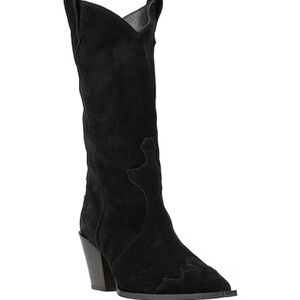 AEYDE Black Suede Women's Western Boots